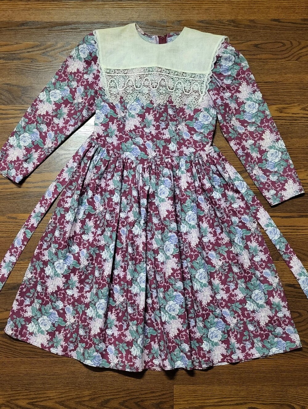 Vintage Floral Lace GUNNE SAX Country Cottage Prairie Tea Party Dress Girls 12